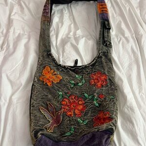 Embroidered Floral Hobo Bag